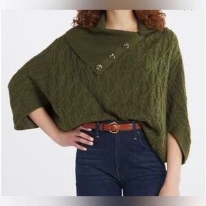 Design History Dark Green cozy poncho sweater size S
